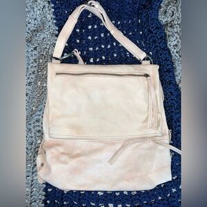 Free People Avery Leather Backpack Purse in Cream Tan Pink